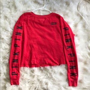 ‼️PINK Victoria’s Secret Red cropped long sleeve!